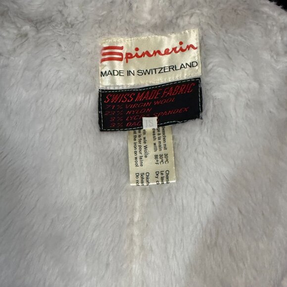 70s Vintage Spinnerin Jacket MEDIUM Blue and White Stripes Virgin Wool - Picture 8 of 12